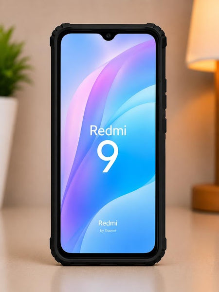 Redmi 9 Rugged Armor Shockproof Back Cover Case - Black