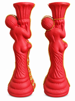 Royal Terracotta Stone Work Traditional Lady Flower Holder [PAIR]| Handmade Decorative Flower Vase for Home Décor[9inch=H*L=9*3]