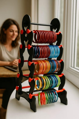 Plastic Bangle Stand Organizer – Multi-Rod Jewelry Holder for Women & Girls | Black & Red