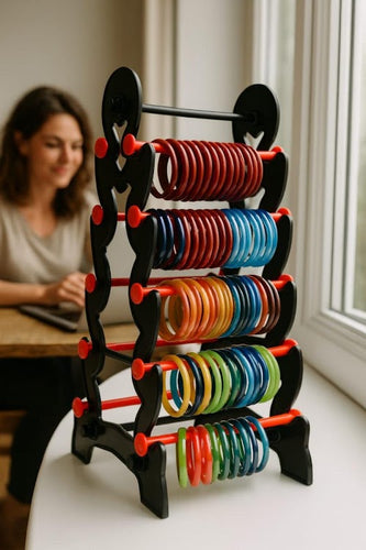 Plastic Bangle Stand Organizer – Multi-Rod Jewelry Holder for Women & Girls | Black & Red