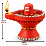 Royal Divine Terracotta Stone work Lingam Lamp | Traditional Shiva Lingam Oil Diya | Handmade Pooja Décor[2inch=H*L=2*2]