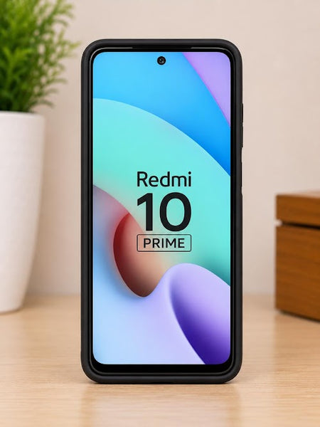 Redmi 10 Prime Liquid Silicone Soft Back Cover | Premium Matte Shockproof Protective Mobile Case (Black)