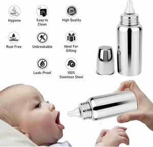 1. Baby Feeding Bottle Stainless Steel with Silicone Nipple