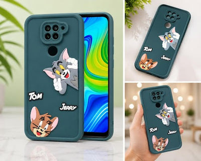 Tom & Jerry 3D Silicone Back Cover for Redmi Note 9 4G – Cute Cartoon Soft TPU Shockproof Mobile Case