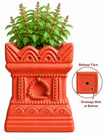 Royal Traditional Terracotta Thulasi Pot | Handmade Decorative Tulasi Maadam Planter for Home & Pooja Room