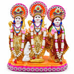 Royal Terracotta Lord Rama, Lakshman & Sita Golu Statue | Traditional Ram Darbar Idol | Handmade Hindu God Décor[7inch=H*L=7*6]