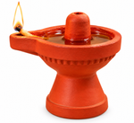Royal Divine Red Terracotta Lingam Lamp | Traditional Shiva Lingam Oil Diya | Handmade Pooja Décor [2inch=H*L=2*2]