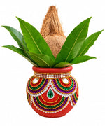 Divine Terracotta Kalasam Pot | Traditional Handmade Pooja Kalash | Decorative Art Work for Home & Temple[4inch=H*L=4*3.5]