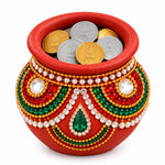 Royal Terracotta Stone Work  Pot | Handcrafted Traditional Decorative Navadhaniya Pot | Premium Ethnic Home Décor[3inch=H*L=3*2]