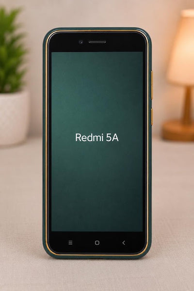 Redmi 5A Soft Silicone Back Cover with Gold Border – Premium Shockproof Protective Case (Green)