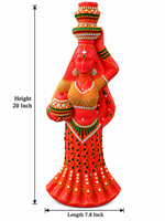 Royal Terracotta Stone Work Water Pot Lady Statue – Traditional Handmade Indian Art Decorative Showpiece[20inch=H*L=20*7*8]