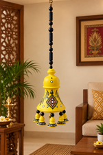 Royal Handmade Terracotta Yellow Hanging Dome Bell |7 Bells| | Traditional Indian Decorative Hanging Bell | Ethnic Home Décor[21inch=H*L=21*7]
