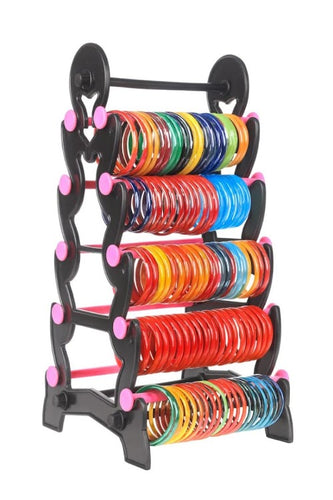 Plastic Bangle Stand Organizer – Multi-Rod Jewelry Holder for Women & Girls | Black & Pink