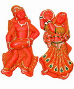 Royal Terracotta Stone Work Radha Krishna Wall Hanging Idol[PAIR] | Divine Traditional Handmade Home Décor[16inch=H*L=16*16]