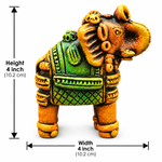 Royal Handmade Multi Color Terracotta Elephant Pair Showpiece | Traditional Indian Elephant Statue | Green & Yellow Luxury Home Décor
