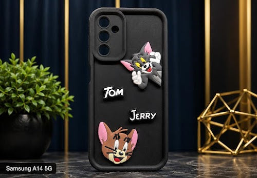 Premium Tom & Jerry 3D Silicone Back Cover for Samsung Galaxy A14 5G | Shockproof Soft TPU Case with Camera Protection