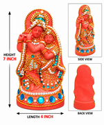 Royal Terracotta Stone Work Radha Krishna Statue | Divine Handmade Traditional Idol | Premium Home Décor[7INCH=H*L=7*4]