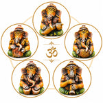 Divine Royal 5-Piece Multicolor Instrumental Vinayagar Statue Set | Traditional Ganesha Musical Idol Combo | Premium Spiritual Home Décor 1 Statue=(6inch=H*L=6*6)