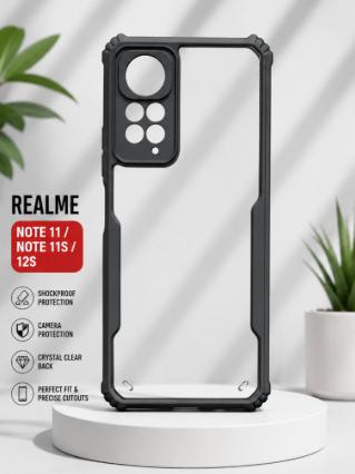 Realme Note 11 / Note 11S / 12S Transparent Shockproof Back Cover – Crystal Clear Hybrid Armor Case with Camera Protection, Anti-Yellowing, Scratch Resistant TPU Bumper Mobile Cover