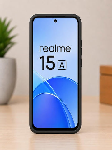 Realme 15A Liquid Silicone Soft Back Cover | Premium Matte Shockproof Protective Mobile Case (Black)