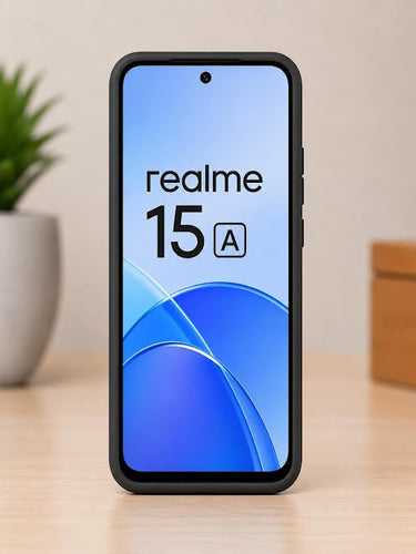 Realme 15A Liquid Silicone Soft Back Cover | Premium Matte Shockproof Protective Mobile Case (Black)