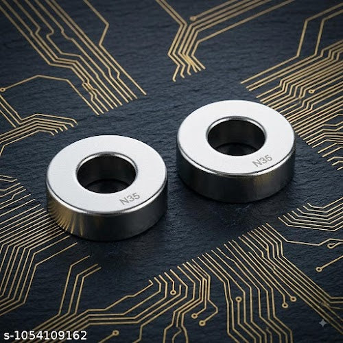 N35 Strong Neodymium Ring Magnets Set of 2 – Round Hole Magnets for Craft, Refrigerator & DIY Workspace