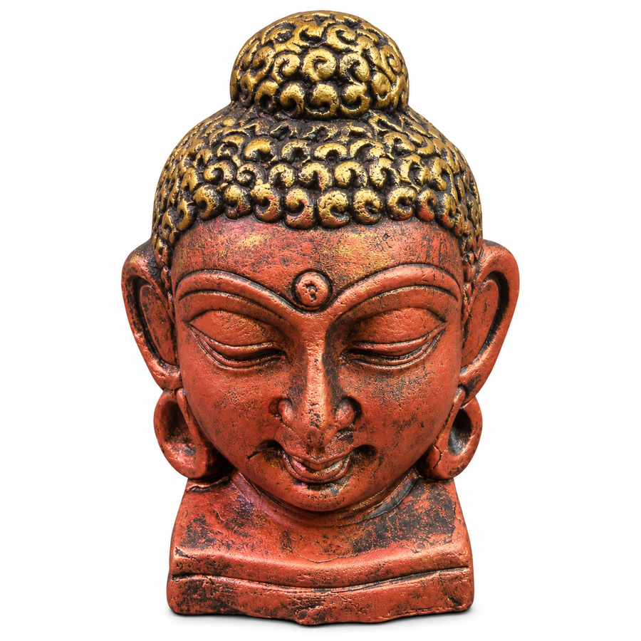Royal Black & Gold Terracotta Buddha Head Statue | Handcrafted Spiritual Home Décor & Meditation Showpiece[4inch=H*L=4*3]