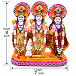 Royal Terracotta Lord Rama, Lakshman & Sita Golu Statue | Traditional Ram Darbar Idol | Handmade Hindu God Décor[7inch=H*L=7*6]