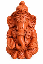 Royal Terracotta Lord Ganesha Idol – Traditional Handmade Clay Ganesh Statue for Pooja & Home Décor