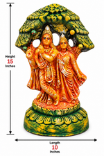 Royal Multicolor Radha Krishna Statue | Handcrafted Traditional Hindu God Idol | Premium Home & Pooja Décor[15inch=H*L=15*10]