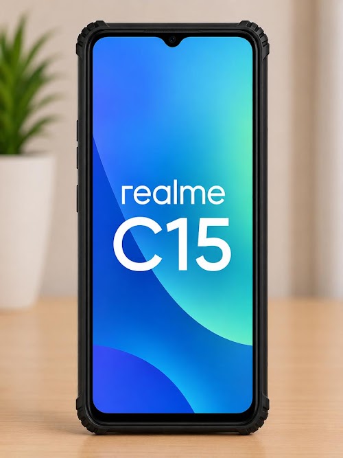 Realme C15 Rugged Armor Shockproof Back Cover Case - Black