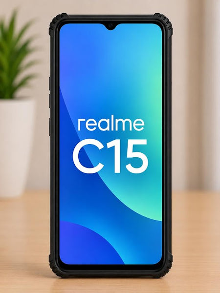 Realme C15 Rugged Armor Shockproof Back Cover Case - Black