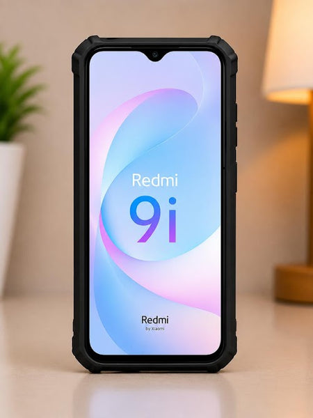 Redmi 9i Rugged Armor Shockproof Back Cover Case - Black