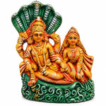 Royal Multicolor Vishnu & Sridevi Statue | Terracotta Lord Vishnu with Goddess Sridevi | Traditional Handmade Hindu God Idol[9inch=H*L=9*8]