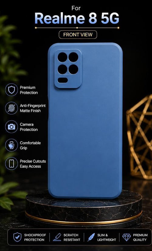 Premium Silicone Matte Soft Back Case Cover with Camera Protection for Realme 8 5G