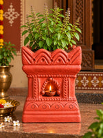Royal Traditional Terracotta Thulasi Pot | Handmade Decorative Tulasi Maadam Planter for Home & Pooja Room