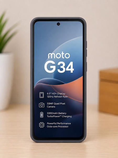 Moto G34 Liquid Silicone Soft Back Cover | Premium Matte Shockproof Protective Mobile Case (Black)