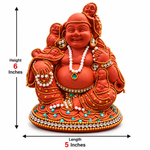 Royal Terracotta Stone Work Gubera Statue | Handmade  Kubera Idol | Traditional Wealth & Prosperity Décor[6INCH=H*L=6*5]