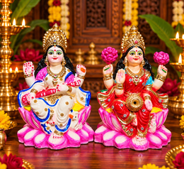 Terracotta Lakshmi & Saraswathi Set – Golu Dolls 7 inch