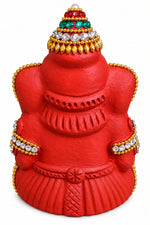 Royal Stone Work Vinayagar Statue | Divine Handmade Ganesha Idol with Traditional Stone Embellishment | Premium Pooja Décor[5inch=H*L=5*4]