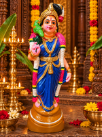 Terracotta Andal Golu Doll with Parrot – Handmade Traditional Golu Idol 12 inch