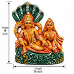 Royal Multicolor Vishnu & Sridevi Statue | Terracotta Lord Vishnu with Goddess Sridevi | Traditional Handmade Hindu God Idol[9inch=H*L=9*8]