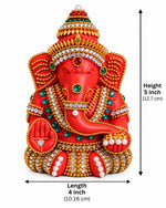 Royal Stone Work Vinayagar Statue | Divine Handmade Ganesha Idol with Traditional Stone Embellishment | Premium Pooja Décor[5inch=H*L=5*4]