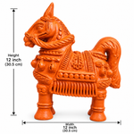 Royal Handmade Terracotta Horse Pair Showpiece | Traditional Indian Horse Statue | Premium Ethnic Home Décor(4inch=H*L=4*4)