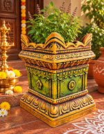 Multicolor Royal Traditional Terracotta Thulasi Maadam | Traditional Handmade Tulsi Brindavan | Divine Pooja Home Décor