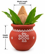 Royal Divine Terracotta Kollam design Kalasam Pot | Traditional Handmade Pooja Kalash | Decorative Art Work for Home & Temple[4inch=H*L=4*3.5]