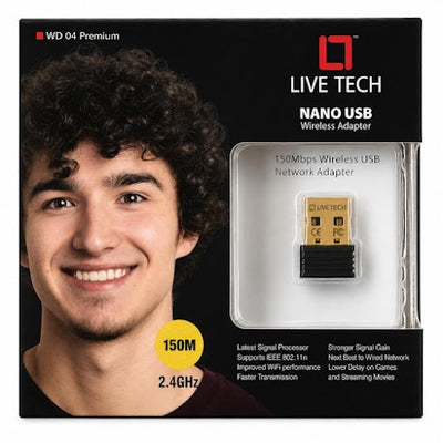 Live Tech WD 04 Premium 150Mbps Nano USB Wireless Wi-Fi Adapter – 2.4GHz