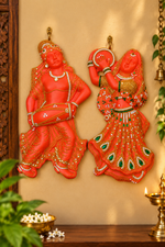Royal Terracotta Stone Work Radha Krishna Wall Hanging Idol[PAIR] | Divine Traditional Handmade Home Décor[16inch=H*L=16*16]