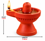 Royal Divine Red Terracotta Lingam Lamp | Traditional Shiva Lingam Oil Diya | Handmade Pooja Décor [2inch=H*L=2*2]