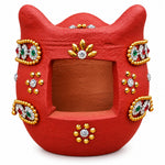 Royal Traditional Terracotta Stone Work Tiny Stove | Handmade Clay Cooking Stove | Ethnic Indian Kitchen Décor